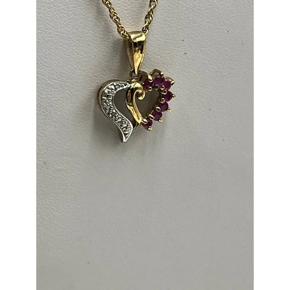 Ross Simon RSE 925‎ Ruby Diamond Sterling Silver Vermeil Heart Pendant Necklace